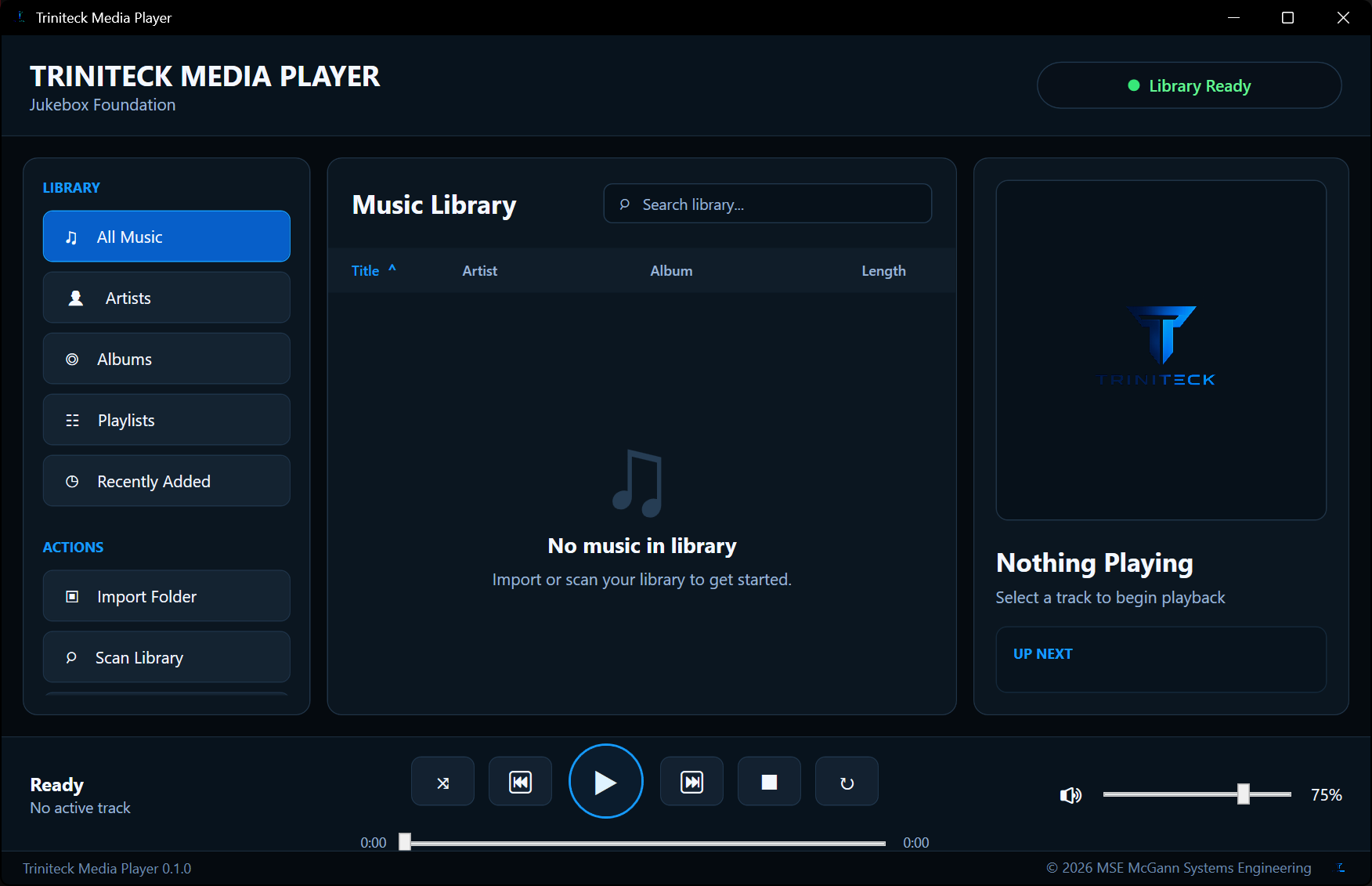 Triniteck Media Player user interface screenshot